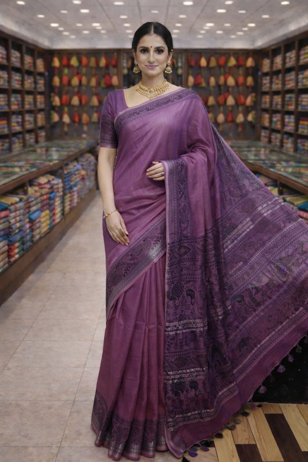 Madhubani print saree
