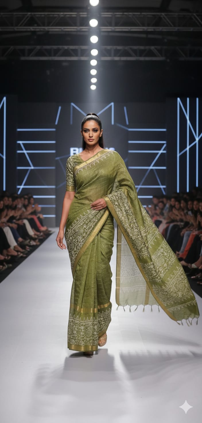 Beautifully Crafted katan silk Mix saree