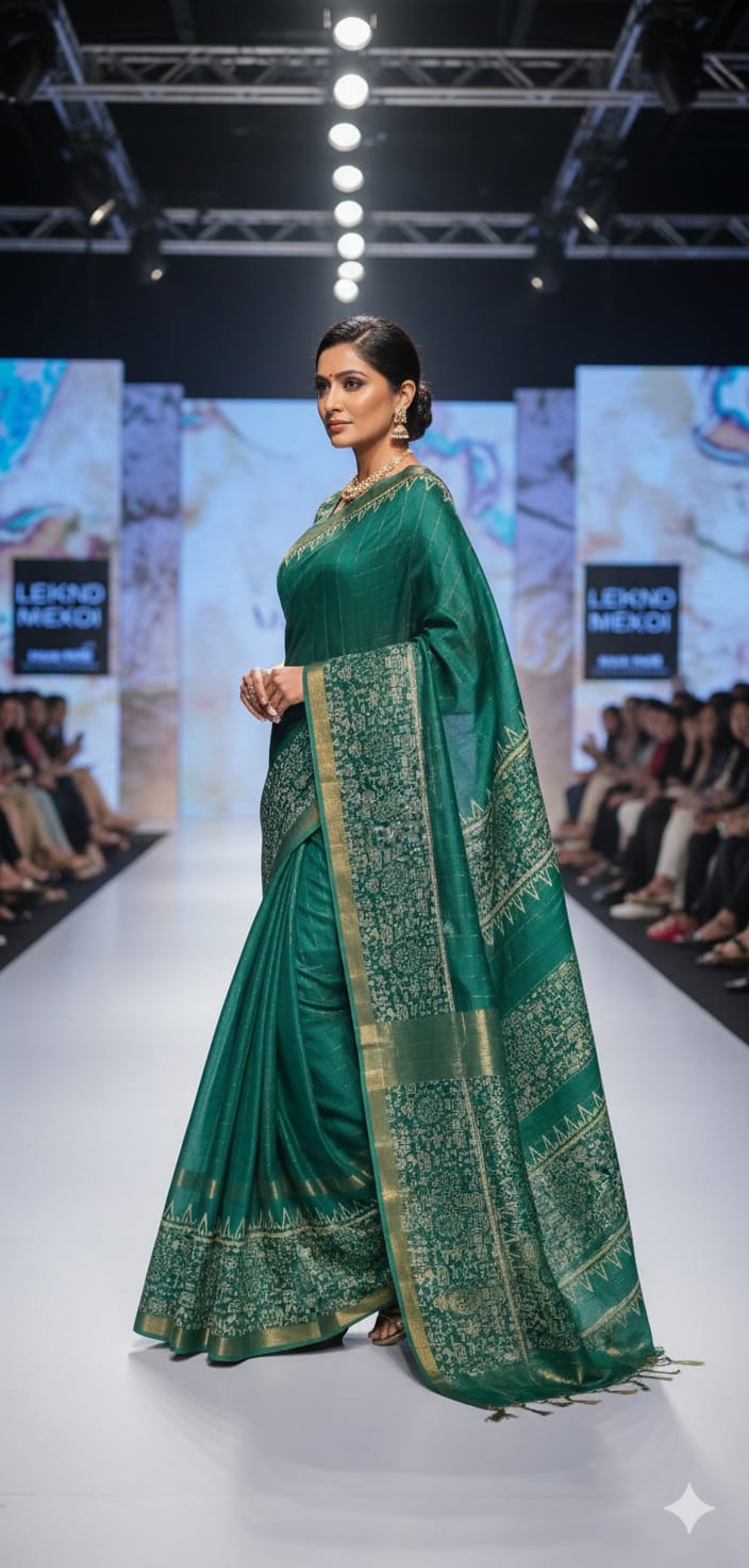 Beautifully Crafted katan silk Mix saree