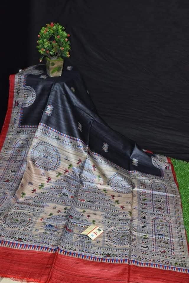 Tassar gheecha silk saree