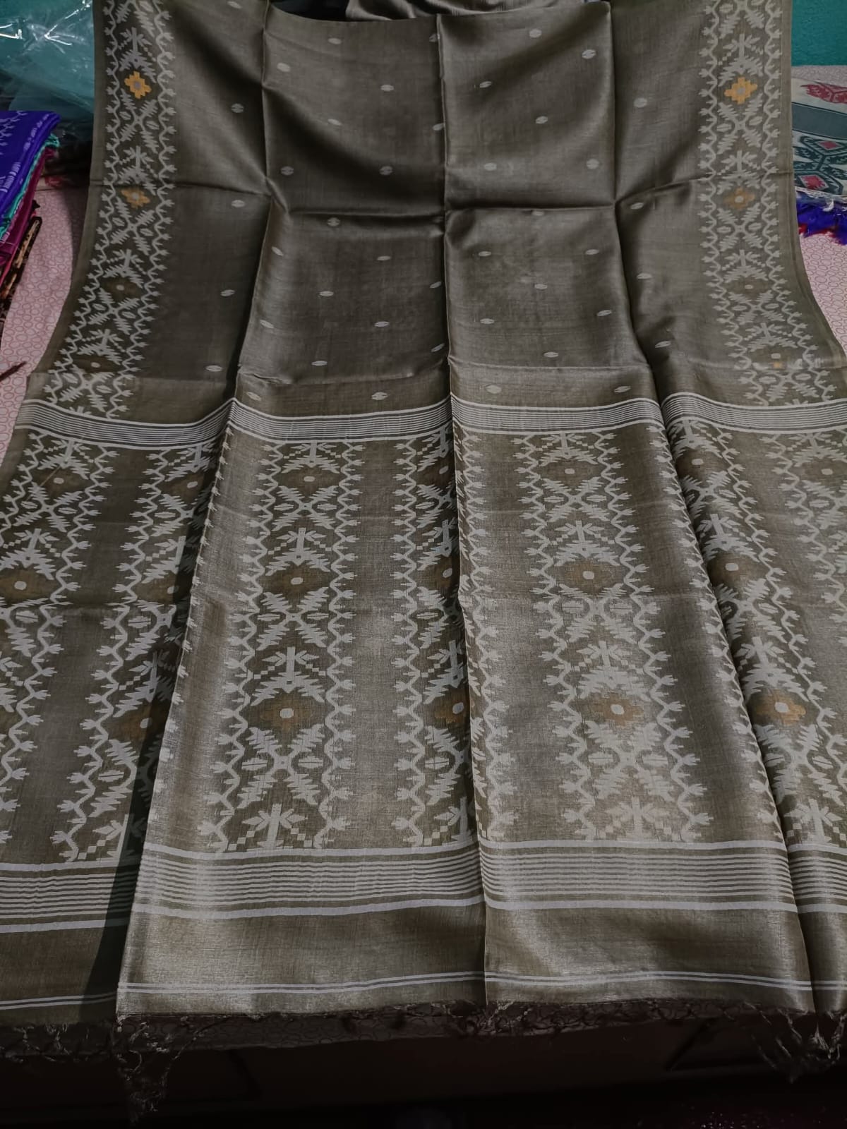 Pure Tassar by Tusser Mena kari silk saree