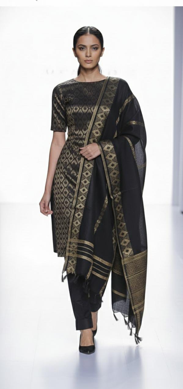 Katan semi silk suit