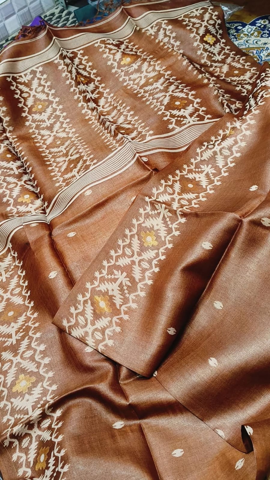 Pure Tassar by Tusser Mena kari silk saree