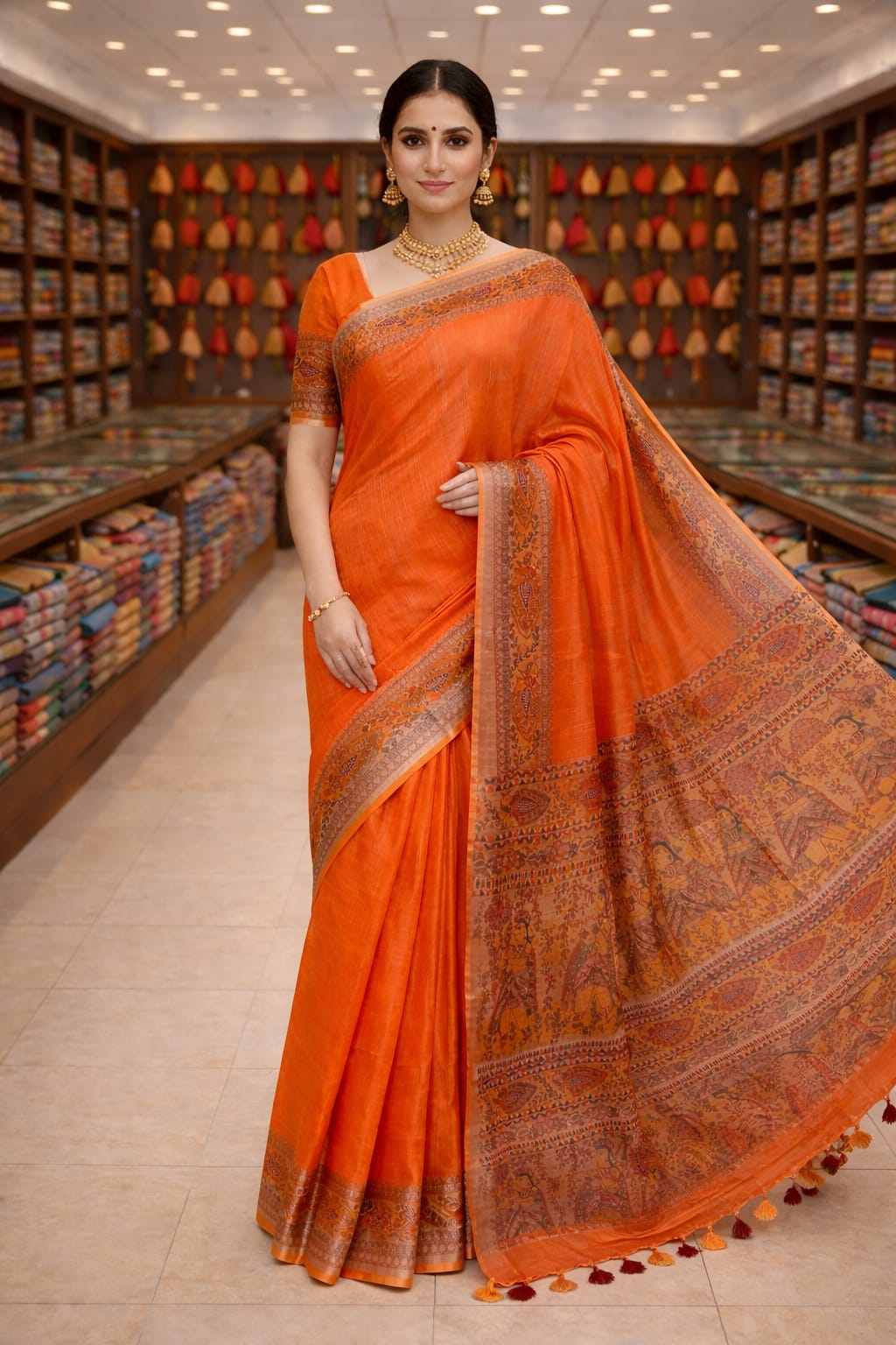Madhubani print saree