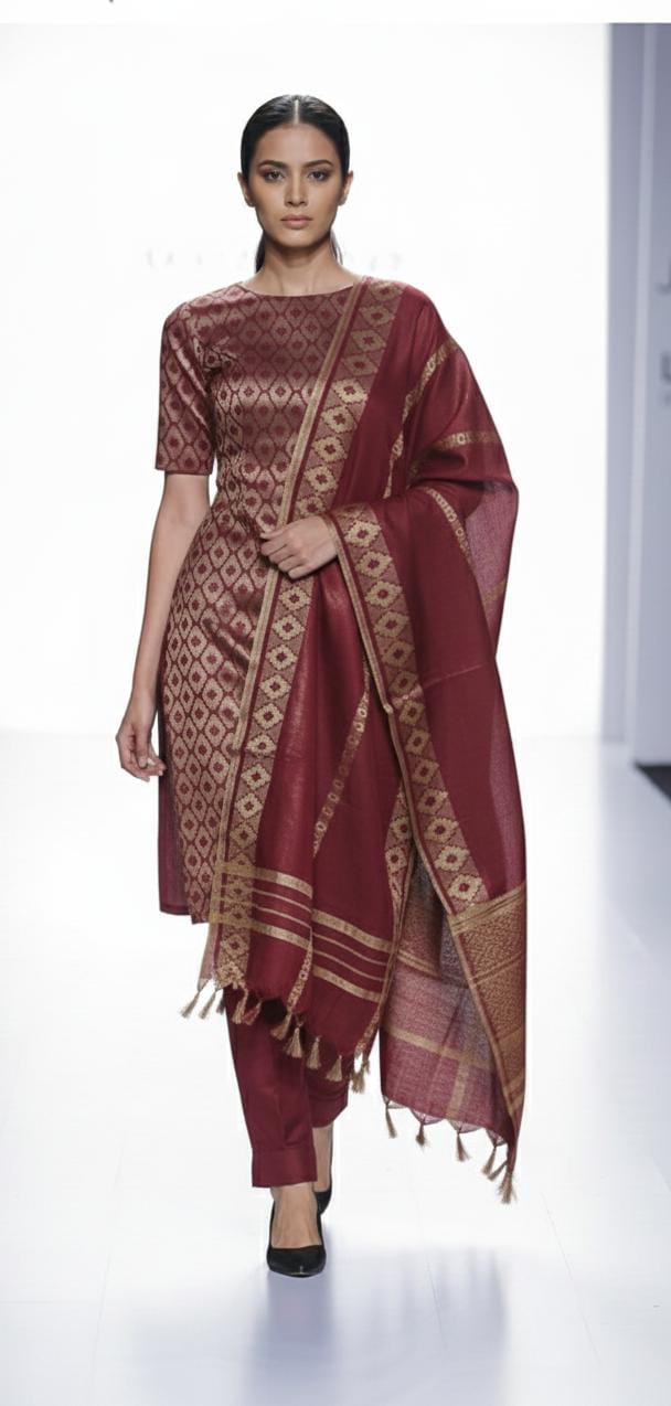 Katan semi silk suit