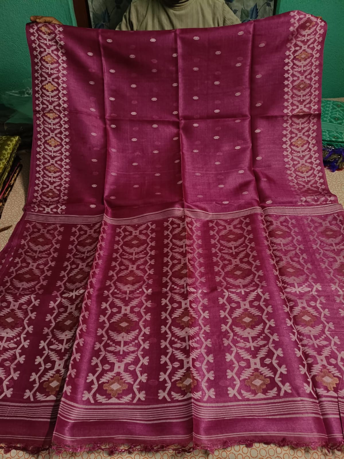 Pure Tassar by Tusser Mena kari silk saree