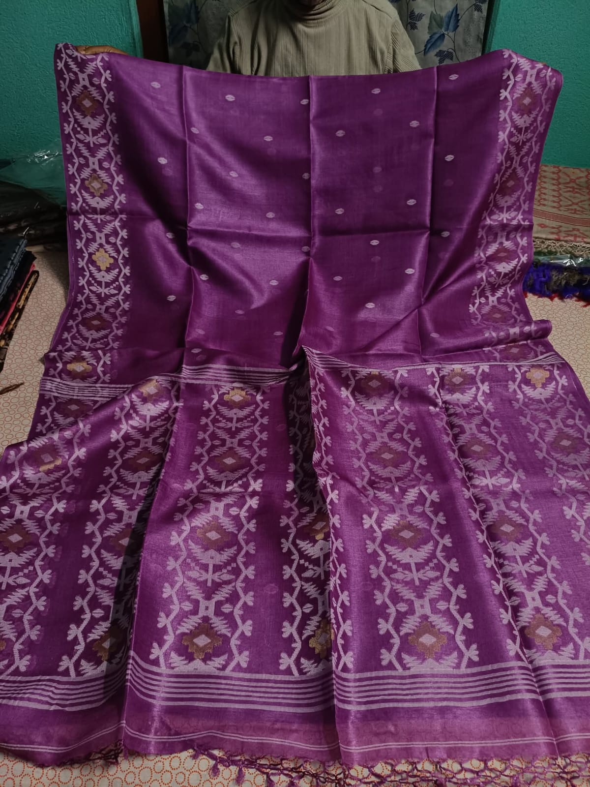Pure Tassar by Tusser Mena kari silk saree