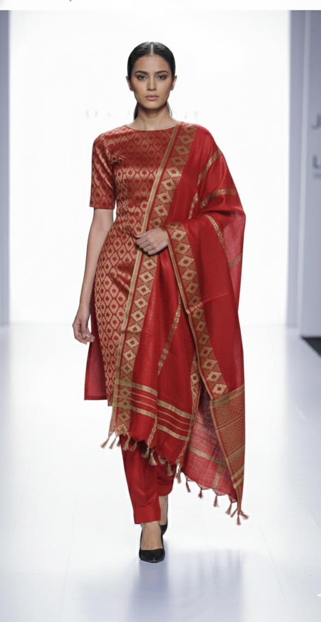 Katan semi silk suit