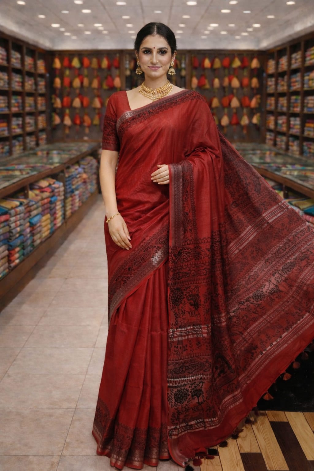 Madhubani print saree