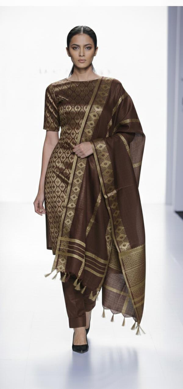 Katan semi silk suit