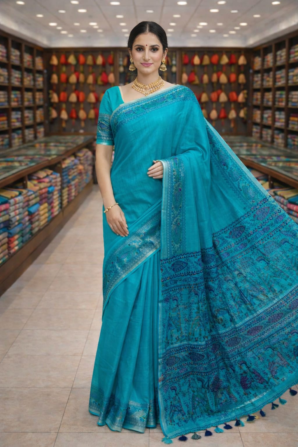 Madhubani print saree