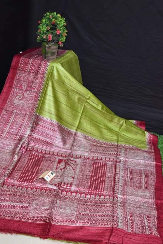 Tassar gheecha silk saree